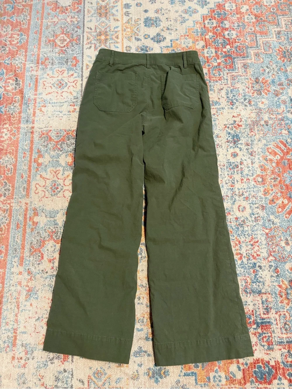 J.Crew olive green wide leg cotton-linen pants